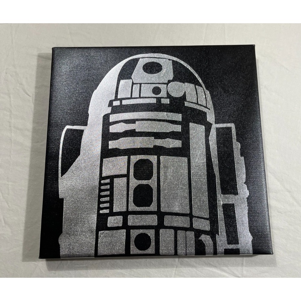 Star Wars R2-D2 Artissimo Designs Canvas Wall Art Silver Black Gallery 12x12